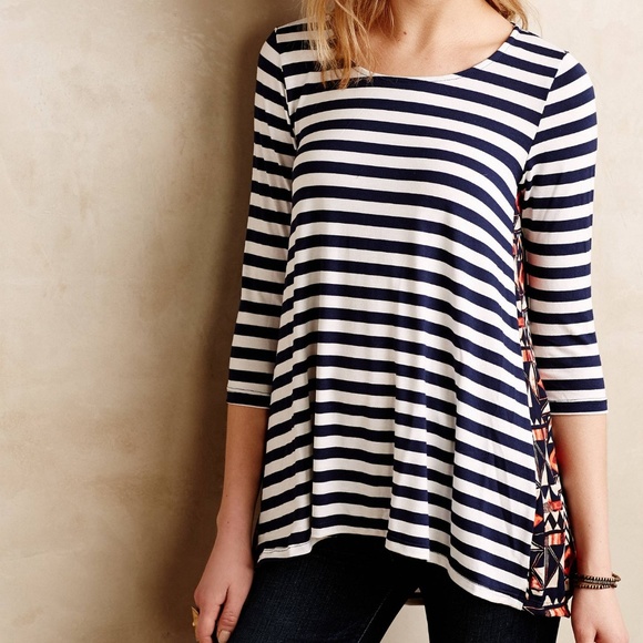 Anthropologie Pattern Play Swing Tunic by Puella Black Stripe XS or XXS NWOT - Picture 3 of 7